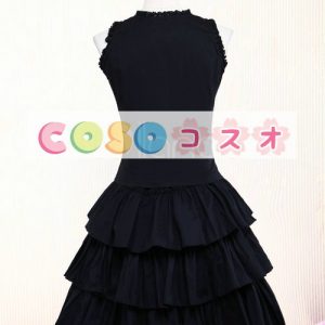 ロリィタセットアップ　ブラック　ベスト＆スカート　レーストリム ―Lolita0893