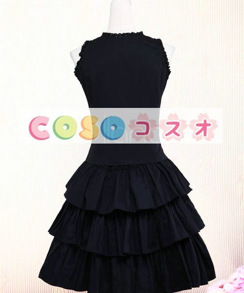 ロリィタセットアップ　ブラック　ベスト＆スカート　レーストリム ―Lolita0893