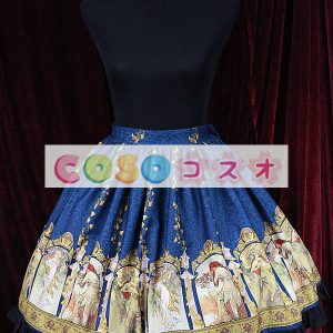 ロリータ服，スカート　新作　スィート　リボン付き　プリント柄　高品質　 ―Lolita0142