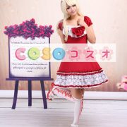 ロリータワンピース,レッド スクエアネック レース ショートスリーブ ゴージャス ―Lolita0401 2 ロリータワンピース,レッド スクエアネック レース ショートスリーブ ゴージャス ―Lolita0401 2