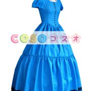 ロリィタ服　制服用ラシャ　スウィート　ドレス　ブルー　半袖　カジュアル　リボン　 ―Lolita0844 2