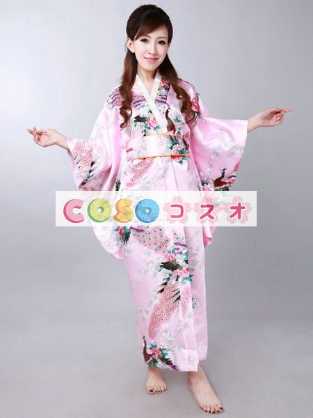 ハロウィン　ピンク　日本　和服　浴衣　コスチューム　フェニックス・プリント―festival-0043