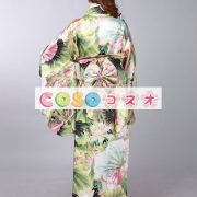 ハロウィン　グリーン　日本　和服　浴衣　コスチューム　ロータスプリント―festival-0088 2