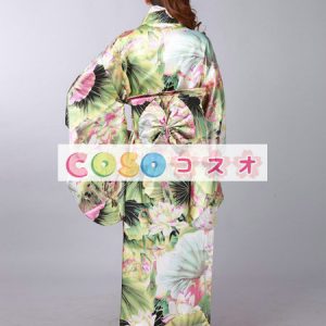 ハロウィン　グリーン　日本　和服　浴衣　コスチューム　ロータスプリント―festival-0088