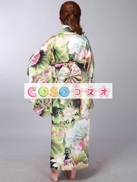 ハロウィン　グリーン　日本　和服　浴衣　コスチューム　ロータスプリント―festival-0088