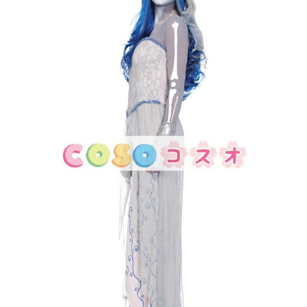 コスチューム衣装　ホワイト　スケルトン　女性用　大人用　ポリエステル　ハロウィーン　ドレス　―festival-0130