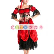 コスチューム　大人用　ハロウィーン　ドレス&帽子　レッド　―festival-0159 2