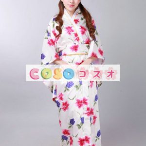 ハロウィン　ホワイト　日本　和服　浴衣　コスチューム　花柄―festival-0173