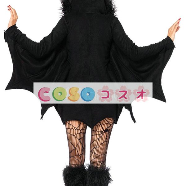 バンパイア　コウモリ　コスチューム　ブラック　ポリエステル　女性用　ハロウィン　大人用―festival-0341