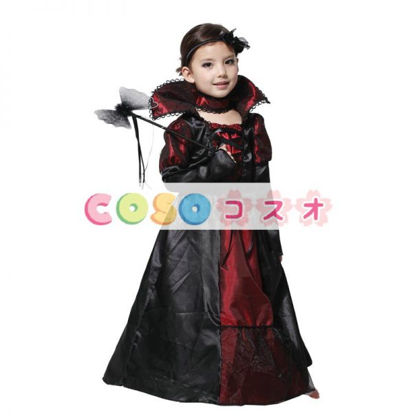 ハロウィーン衣装　魔法使い　キッズ　ブラック　ポリエステル　ドレス　子供用―festival-0361