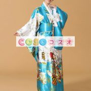 青多色着物花プリント シルク日本大人用コスプレ衣装―festival-0661 2