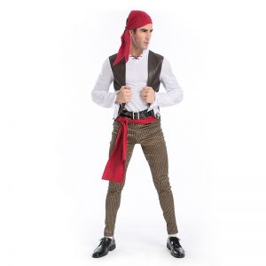 Pirate カリビアン 大人用　海賊　船長  ハロウィン cosplay 舞台演出服 コスプレ衣装-Halloween-trw0725-0243
