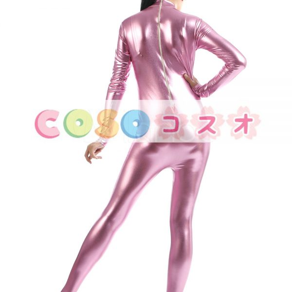 メタリック全身タイツ ピンク ジャンプスーツ 大人用 ―taitsu-tights1462