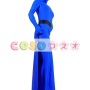 全身タイツ，ブルー　単色　女性用　開口部のない全身タイツ　変装コスチューム―taitsu-tights0454 3