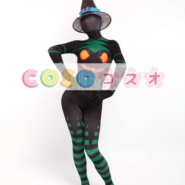 全身タイツ　ブラック　大人用　魔法使い　ユニセックス　コスチューム　カラーブロック　開口部のない全身タイツ　―taitsu-tights0546