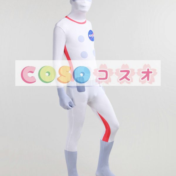 全身タイツ，ホワイト　宇宙飛行士　ユニセックス　カラーブロック　開口部のない全身タイツ　仮装コスチューム　―taitsu-tights1006