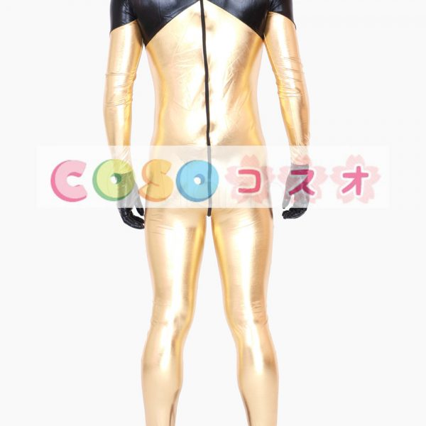 全身タイツ　ゴールド×ブラック　男女兼用　大人用　キャットスーツ―taitsu-tights1171