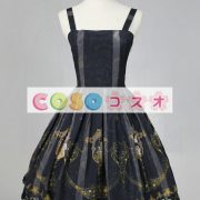 ロリィタジャンパースカート　プリント付き　可愛い　シフォン　スクエアネック　パーティー　 ―Lolita0027 3