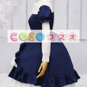 ロリータ服　ワンピース　ネイビーブルー×ホワイト　長袖　新作　高品質 ―Lolita0078 3