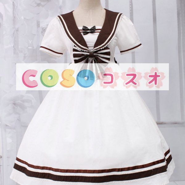 ロリィタ服　ホワイト　ワンピース　セーラースタイル　半袖　リボン ―Lolita0087