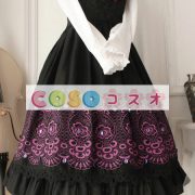 ロリータジャンパースカート　ブラック　カスケードフリル　ゴシック　コットン　 ―Lolita0092 3