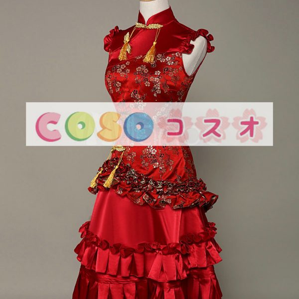 ロリータ服 ワンピース レッド ドレス コットン スィート カジュアル ―Lolita0150