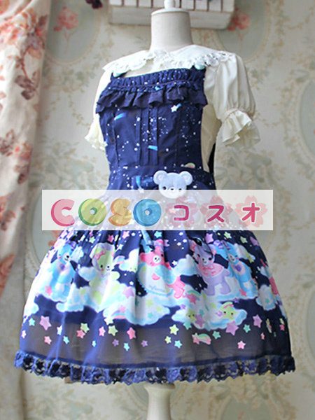 ロリータジャンパースカート　リボン　スィート　シフォン　 ―Lolita0157