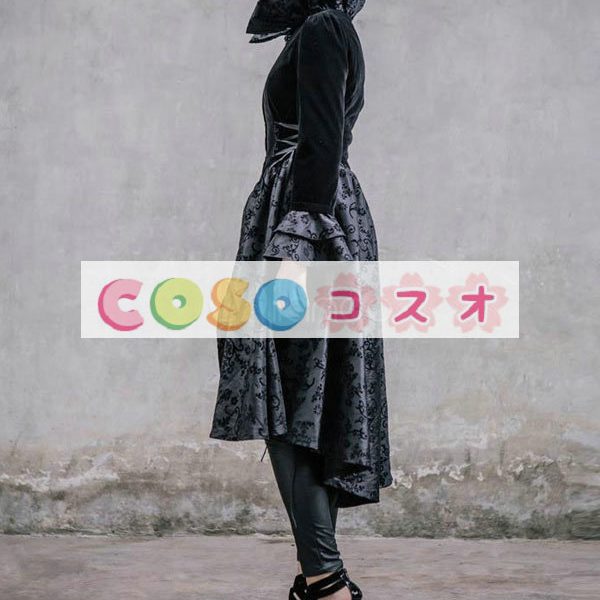 ロリータ服　ワンピース　ブラック　アートワーク　ドレス　ポリエステル　ゴシック　結び　カジュアル　 ―Lolita0300