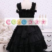 ロリータジャンパースカート，ブラック　プリンセスライン　ラッフル　クラシック＆トラディション　コットン　 ―Lolita0318 3