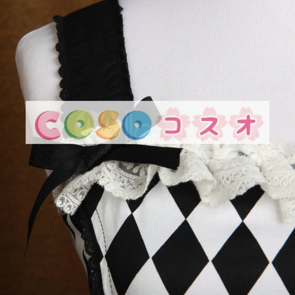 ロリータ服，ジャンパースカート　ブラック×ホワイト　新作　リボン付き　 ―Lolita0354