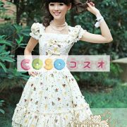 スクエア ネック ベージュ ピュア コットン カントリーロリータ ドレス ―Lolita0357 3
