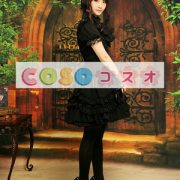 ロリータジャンパースカート，ブラック　リボン　スクエアネック　スィート　シフォン　 ―Lolita0373 3