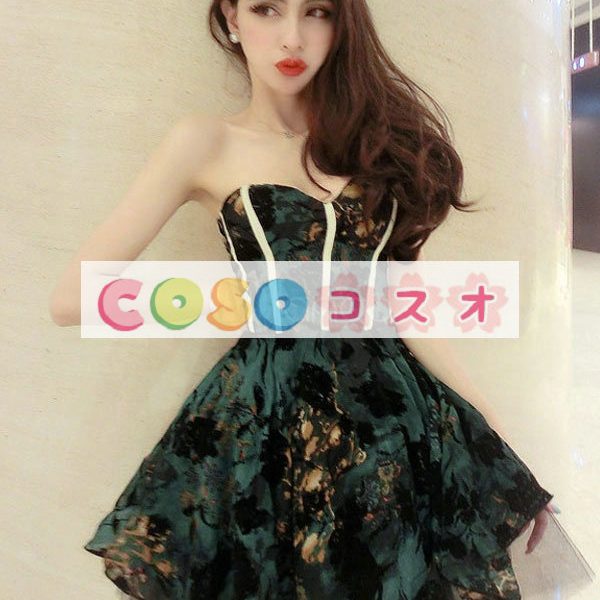 コルセット　可愛い　合成繊維　パーティー　エメラルドグリーン　 ―Lolita0412