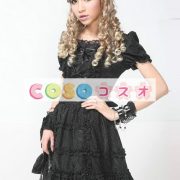 ロリータワンピース，ブラック　スクエアネック　ドローストリング　ショートスリーブ　ゴシック　 ―Lolita0521 3