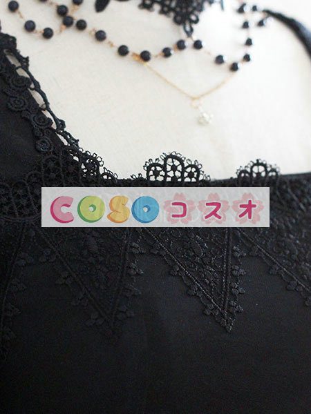 ロリータ服　ワンピース　ボディコン　ドレス　合成繊維　ゴシック　五分袖　スクエアネック　レース　カジュアル　 ―Lolita0525