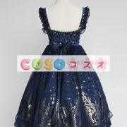 ロリータジャンパースカート　ディープブルー　レトロ　合成繊維　 ―Lolita0656 3