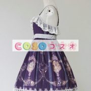 ロリィタジャンパースカート　可愛い　合成繊維　プリント柄　リボン　パーティー　 ―Lolita0669 3