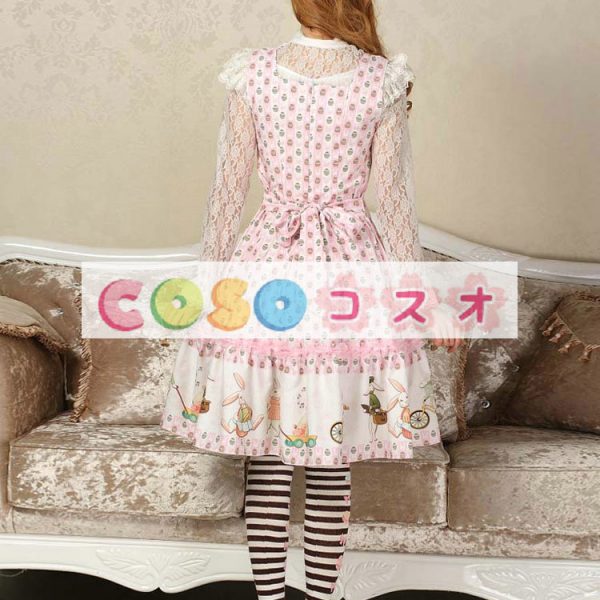ロリータジャンパースカート　ピンク　可愛い　綿混紡　 ―Lolita0693