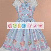ロリィタジャンパースカート　リボン　可愛い　合成繊維　パーティー　プリント柄　 ―Lolita0743 3