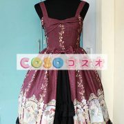 ロリィタジャンパースカート　リボン　可愛い　合成繊維　パーティー　プリント柄　 ―Lolita0744 3