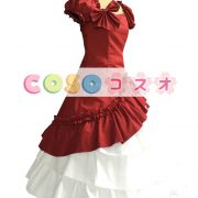 ロリィタ服　コットン　スウィート　ドレス　レッド　半袖　カジュアル　リボン　 ―Lolita0848 3