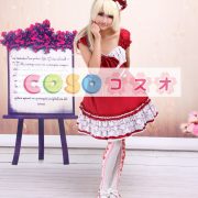 ロリータワンピース,レッド スクエアネック レース ショートスリーブ ゴージャス ―Lolita0401 3 ロリータワンピース,レッド スクエアネック レース ショートスリーブ ゴージャス ―Lolita0401 3