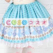 ロリータ服　スカート　ブルー　レース付き　スィート　プリント柄　 ―Lolita0447 3