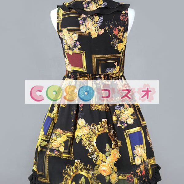 ロリータジャンパースカート　ブラック　レトロ　シフォン　 ―Lolita0741