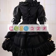 ロリィタ服　ドレス　スウィート　コットン　ブラック　カジュアル　リボン　長袖　 ―Lolita0843 3
