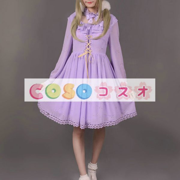 ロリータ服　ワンピース　単色　ドレス　シフォン　スィート　結び　カジュアル　 ―Lolita0090