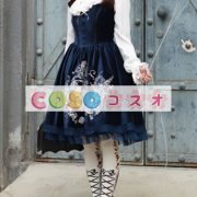 ロリィタジャンパースカート　ダークネイビー　パーティー　ゴシック　合成繊維　フリル　 ―Lolita0788 3