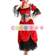 コスチューム　大人用　ハロウィーン　ドレス&帽子　レッド　―festival-0159 3