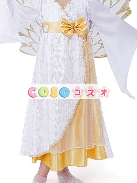 キッズ　ハロウィン　コスチューム　女の子用　天使　&ドレス　ホワイト　―festival-0253