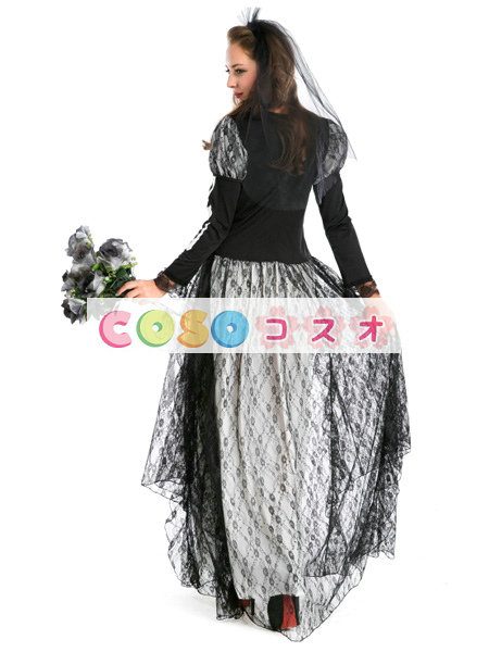 ハロウィン　スケルトン　ドレス　ブラック　ゴースト　コスチューム　女性用　大人用　合成繊維　悪魔&モンスター―festival-0308